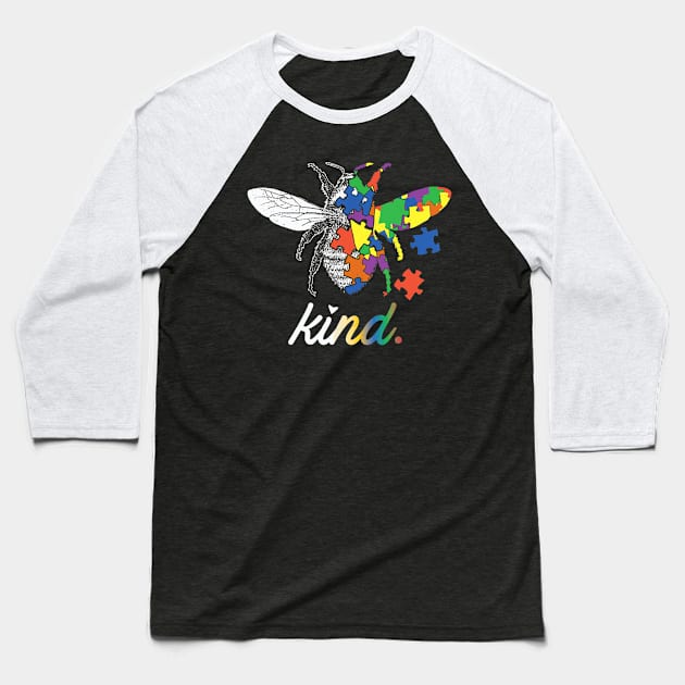 Bee Kind Beautiful Autism Awareness Gift Tee Shirt Puzzle Baseball T-Shirt by craiglimu